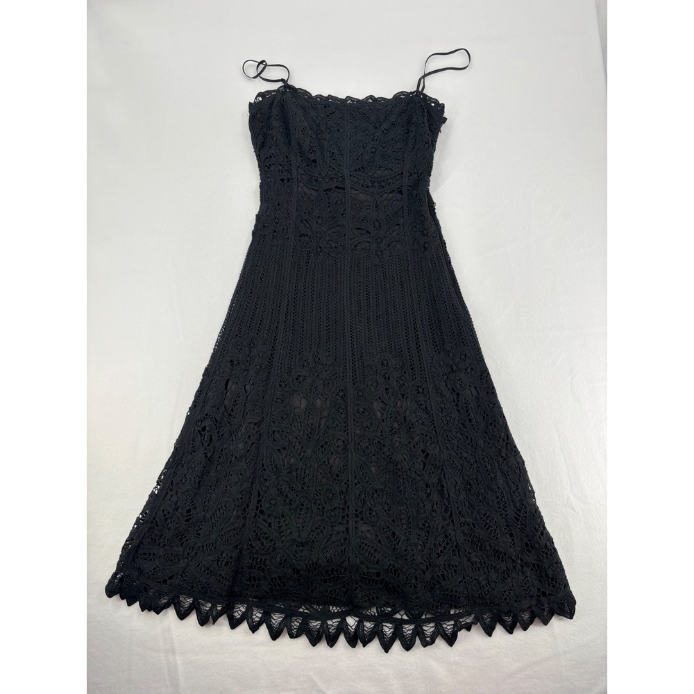 Betsey Johnson Crochet Lace Dress Womens‎ 2 Black Cocktail Party LBD